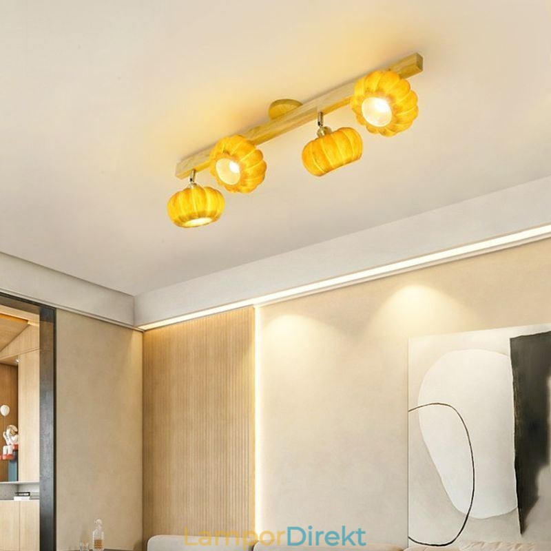 Dubbel Liten Pumpa Infälld Japansk Retro Taklampa