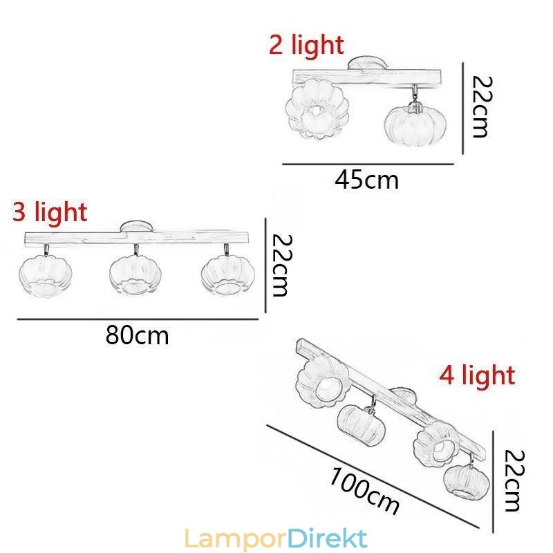 Dubbel Liten Pumpa Infälld Japansk Retro Taklampa