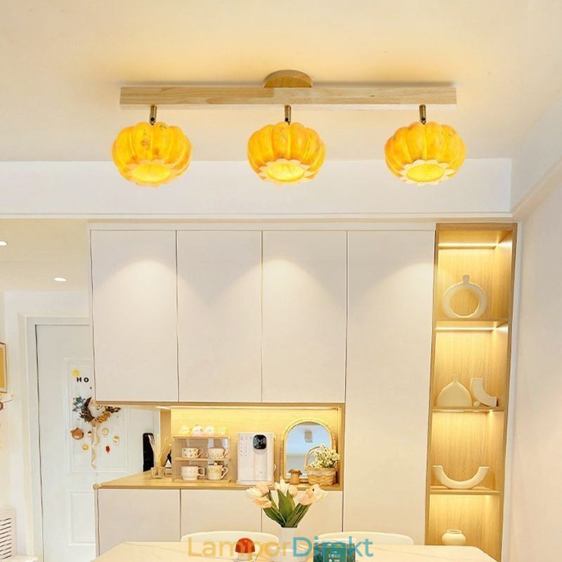 Dubbel Liten Pumpa Infälld Japansk Retro Taklampa