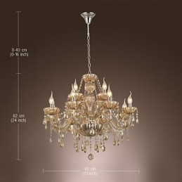 Ljuskrona Crystal Luxury Modern 2 Tiers Living 12 Lights