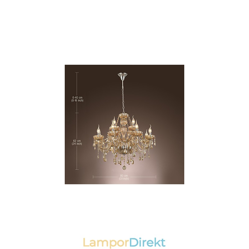 Ljuskrona Crystal Luxury Modern 2 Tiers Living 12 Lights