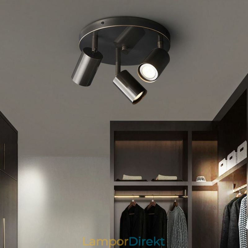 Modernt Flush Mount Golden Black Flush Mount Med 3 Lampor Copper Art Home Lighting