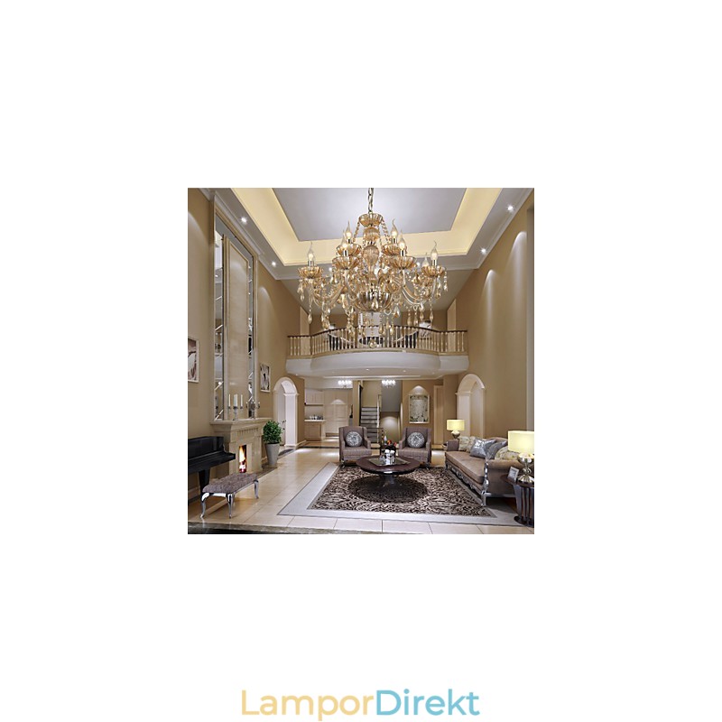 Ljuskrona Crystal Luxury Modern 2 Tiers Living 12 Lights