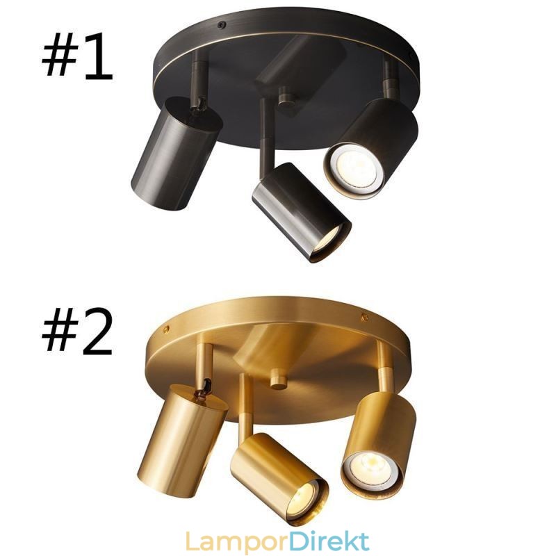 Modernt Flush Mount Golden Black Flush Mount Med 3 Lampor Copper Art Home Lighting