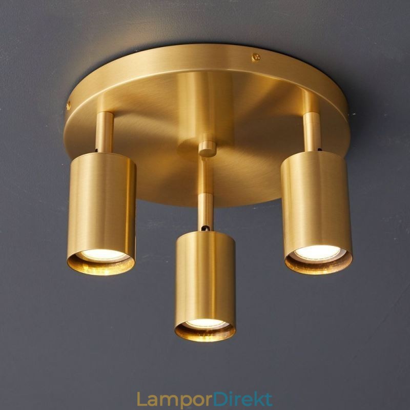 Modernt Flush Mount Golden Black Flush Mount Med 3 Lampor Copper Art Home Lighting