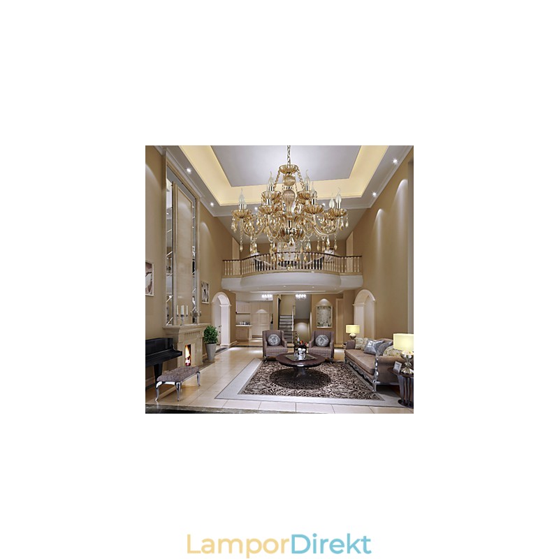 Ljuskrona Crystal Luxury Modern 2 Tiers Living 12 Lights