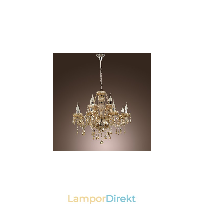 Ljuskrona Crystal Luxury Modern 2 Tiers Living 12 Lights
