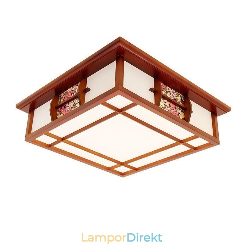 Retro Infälld Fyrkantig Taklampa I Trä