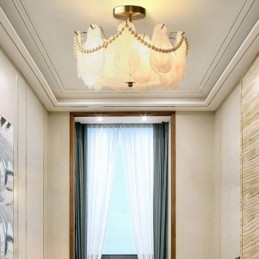 Europeisk Taklampa I Järn Elegant Taklampa I Glas