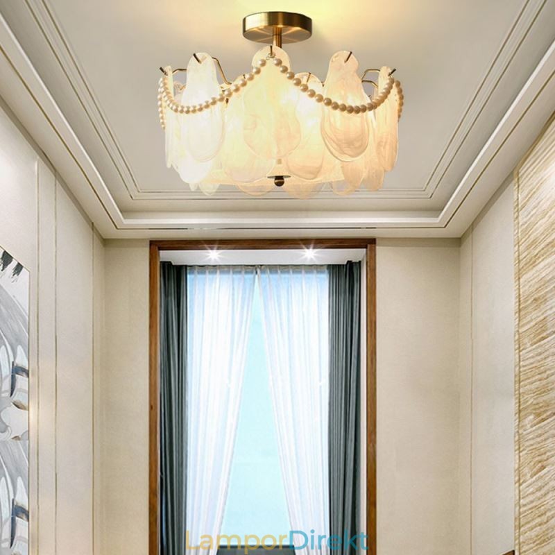 Europeisk Taklampa I Järn Elegant Taklampa I Glas