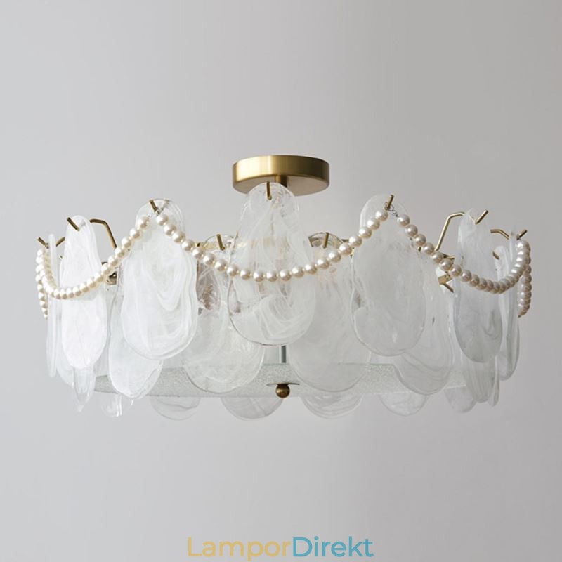 Europeisk Taklampa I Järn Elegant Taklampa I Glas