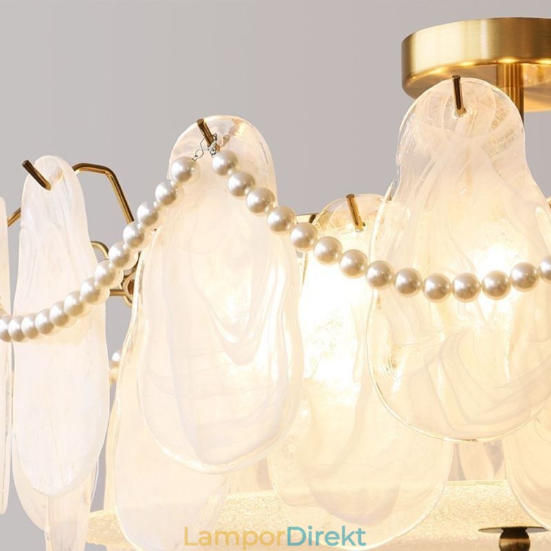 Europeisk Taklampa I Järn Elegant Taklampa I Glas