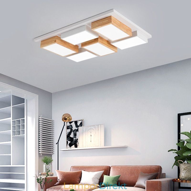 Modern Taklampa I Akryl Geometrisk Taklampa I Trä