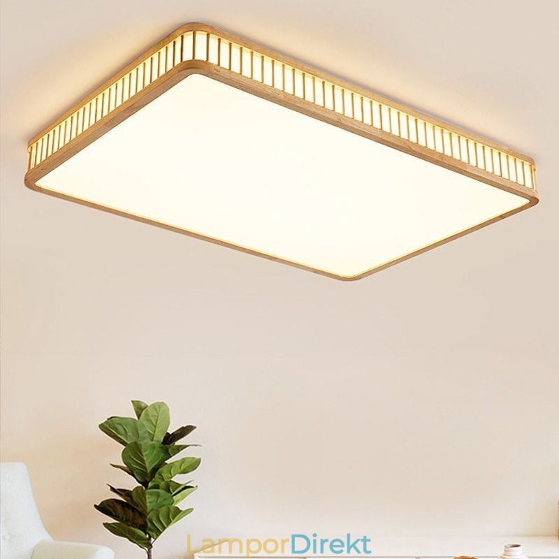 Taklampa I Japansk Akryl Rektangulär Taklampa Av Gummi I Trä