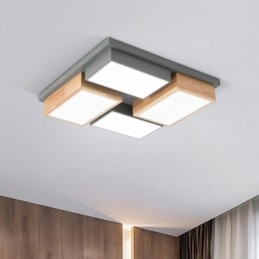 Modern Taklampa Geometrisk Taklampa I Trä