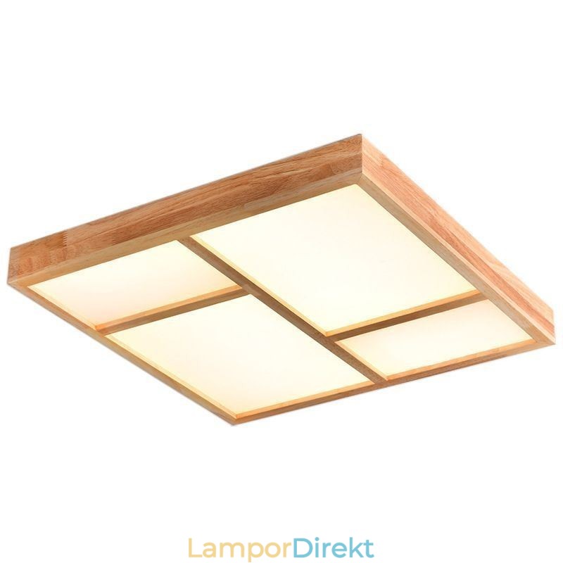 Japansk Taklampa I Akryl Geometrisk Taklampa I Trä