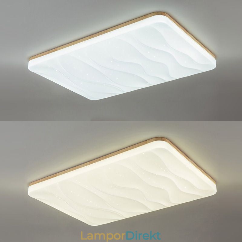 Japansk Taklampa I Akryl Rektangulär Korrugerad Taklampa