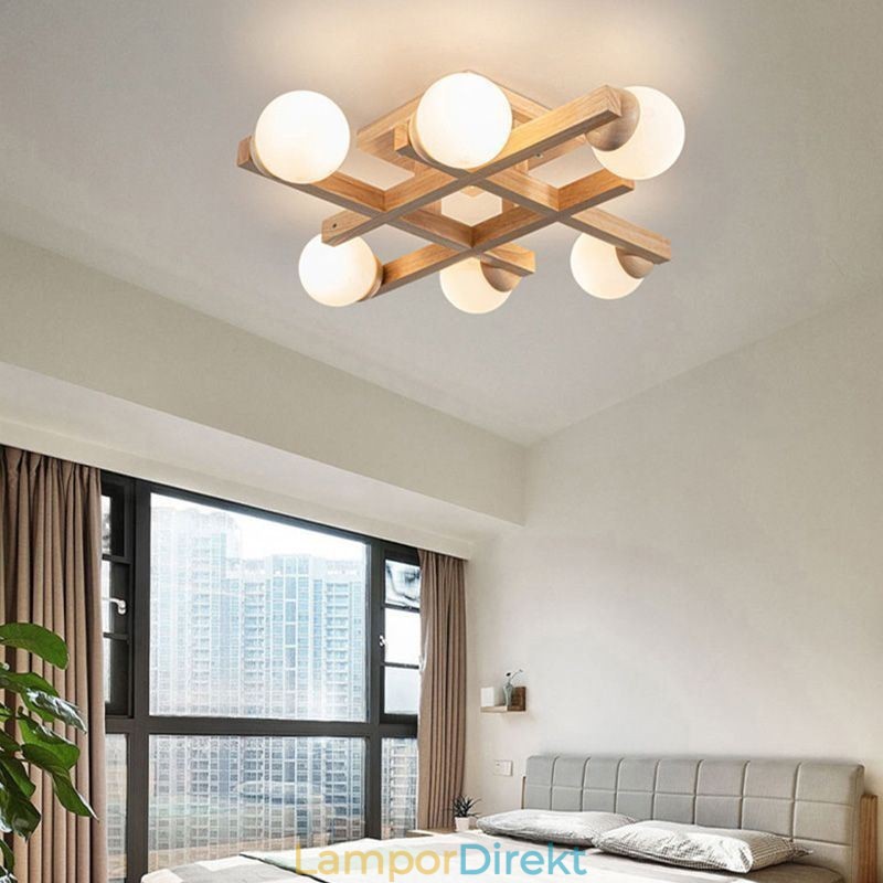 Japansk Trätaklampa Magic Bean Molecular Ceiling Lamp