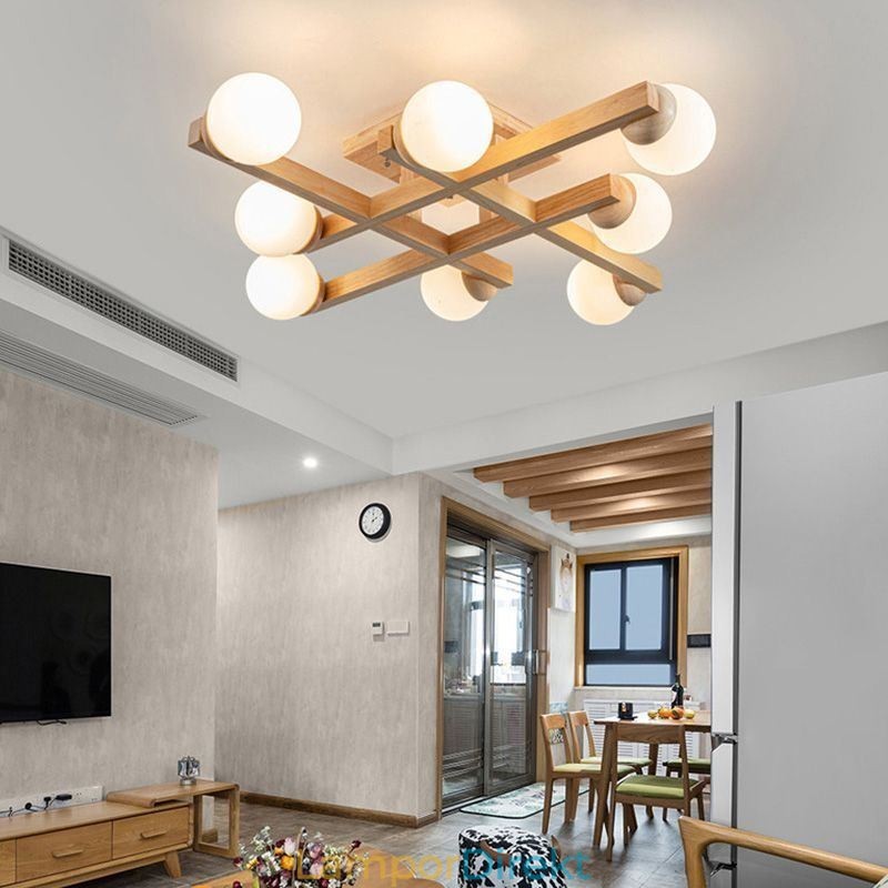 Japansk Trätaklampa Magic Bean Molecular Ceiling Lamp