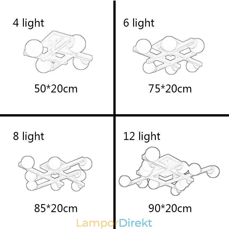 Japansk Trätaklampa Magic Bean Molecular Ceiling Lamp