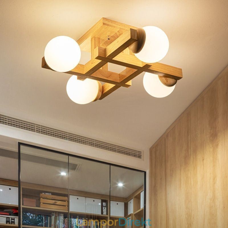 Japansk Trätaklampa Magic Bean Molecular Ceiling Lamp