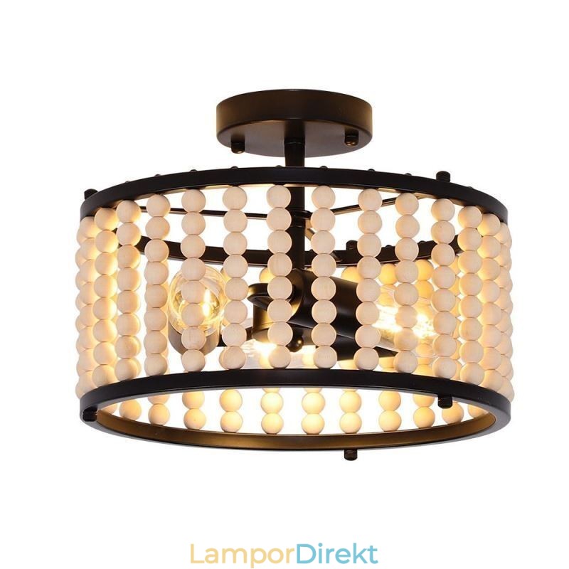 3 Ljus Takbelysning Wood Bead Tak Lampway Foajé