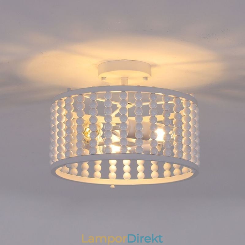 3 Ljus Takbelysning Wood Bead Tak Lampway Foajé