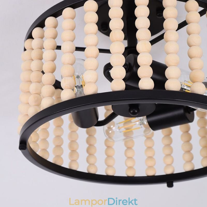 3 Ljus Takbelysning Wood Bead Tak Lampway Foajé