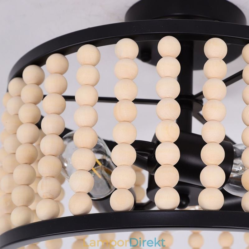 3 Ljus Takbelysning Wood Bead Tak Lampway Foajé