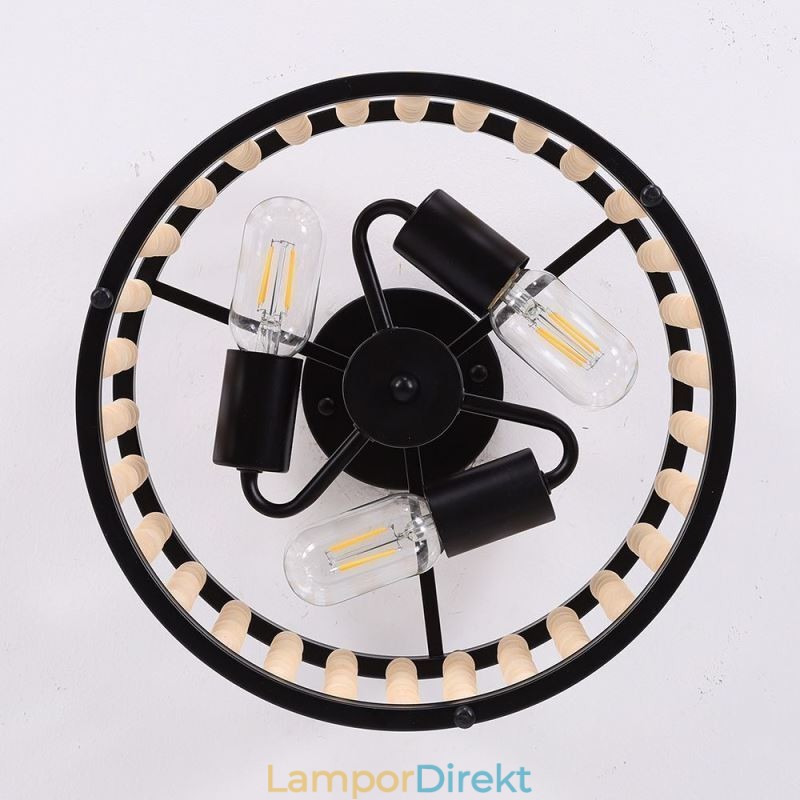 3 Ljus Takbelysning Wood Bead Tak Lampway Foajé