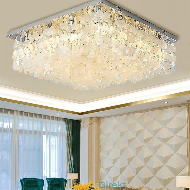 Modern Vit Skal Taklampa Flush Mount Ljuskrona