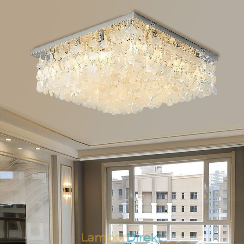 Modern Vit Skal Taklampa Flush Mount Ljuskrona