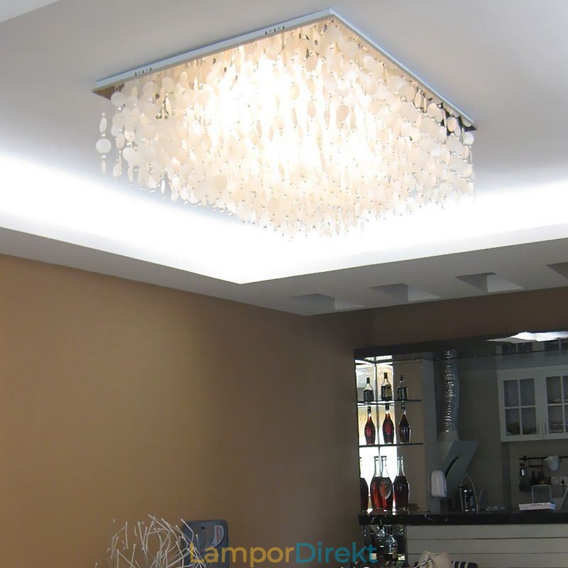 Modern Vit Skal Taklampa Flush Mount Ljuskrona