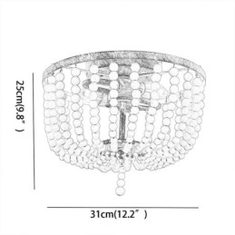 Farmhouse Wood Beaded Flush Mount Celling Light 3 Ljusarmatur