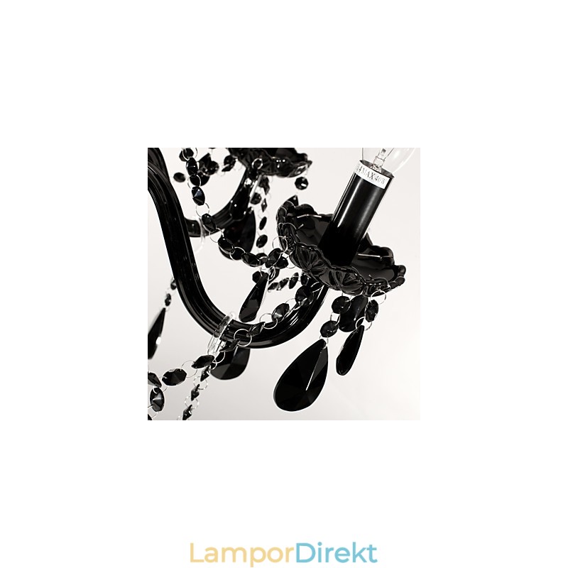 Ljuskrona Svart Kristall Modern 6 Lampor