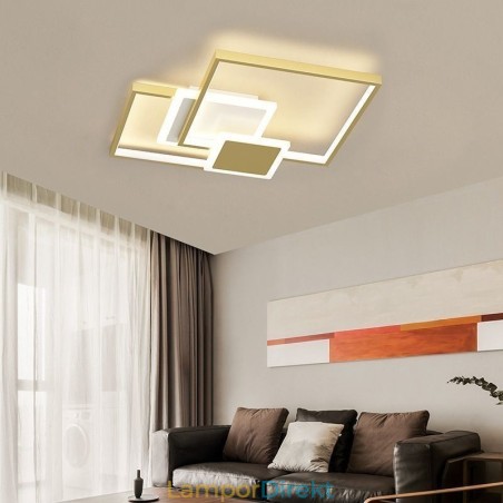 Modern Golden Flush Mount Geometrisk Ljusarmatur Taklampa 2 Layer