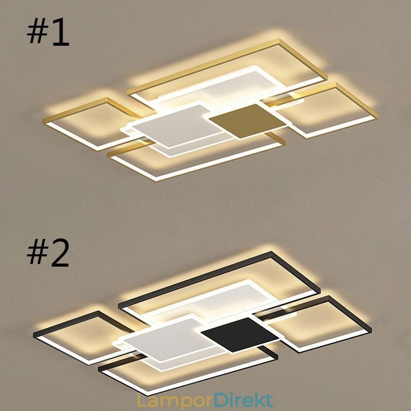 Modern Golden Flush Mount Geometrisk Ljusarmatur Taklampa 2 Layer