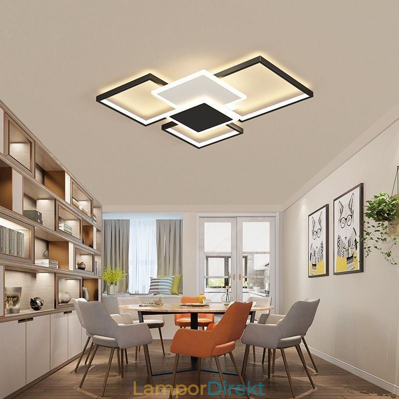 Modern Golden Flush Mount Geometrisk Ljusarmatur Taklampa 2 Layer