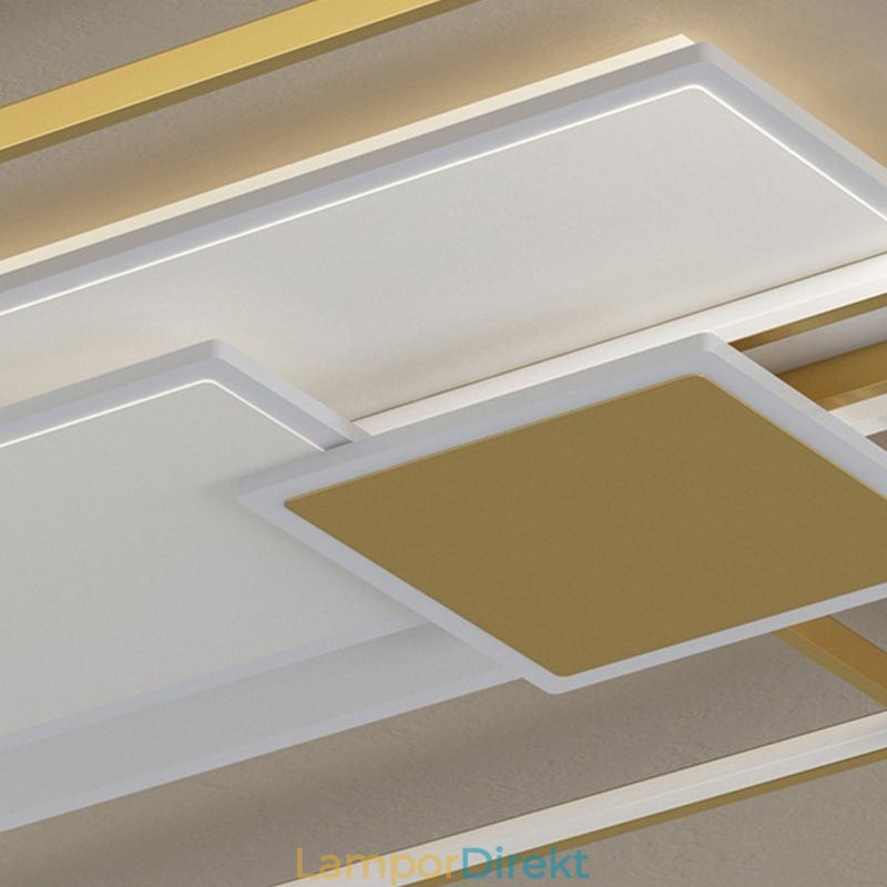 Modern Golden Flush Mount Geometrisk Ljusarmatur Taklampa 2 Layer