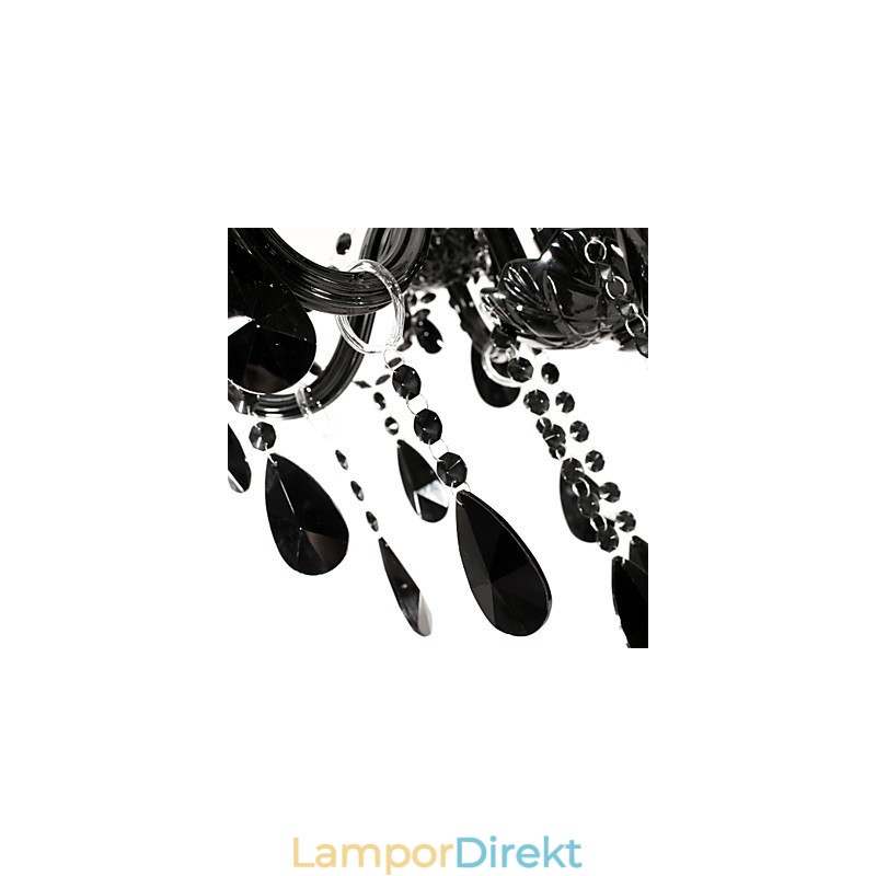 Ljuskrona Svart Kristall Modern 6 Lampor