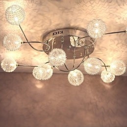 G4 12 Ljus Iron Flush Mount Light Med Aluminiumskärmar