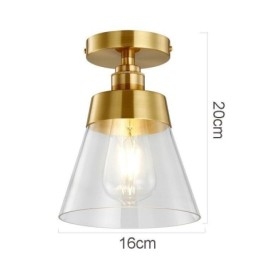 Contemporary Glass Flush Ceiling Light 1 Ljus Mässing Finish