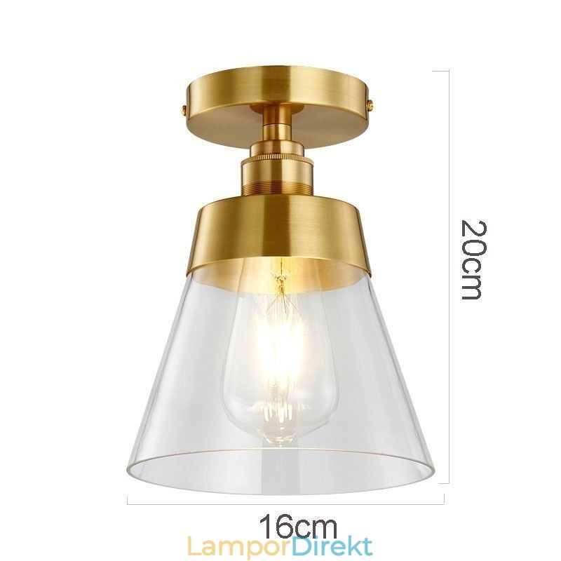 Contemporary Glass Flush Ceiling Light 1 Ljus Mässing Finish