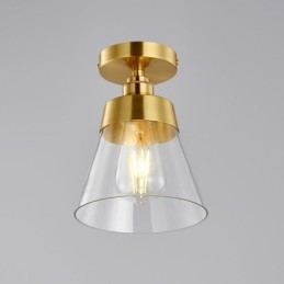 Contemporary Glass Flush Ceiling Light 1 Ljus Mässing Finish