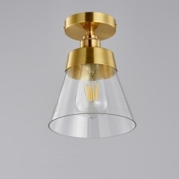Contemporary Glass Flush Ceiling Light 1 Ljus Mässing Finish