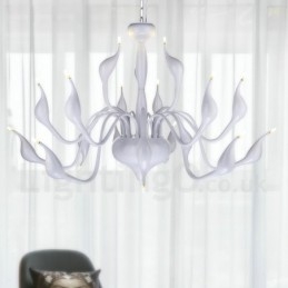 18 Lampor Rostfri Stolpe Modern Swan Ljuskrona Ljus G4 Vit Finish