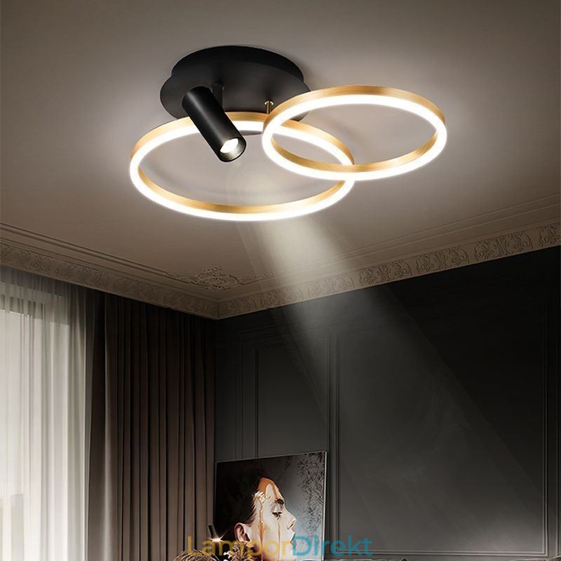 Taklampa Borstad Guld Halo Ring Belysning Spotlight