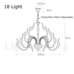 18 Lampor Rostfri Stolpe Modern Swan Ljuskrona Ljus G4 Vit Finish