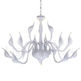 18 Lampor Rostfri Stolpe Modern Swan Ljuskrona Ljus G4 Vit Finish
