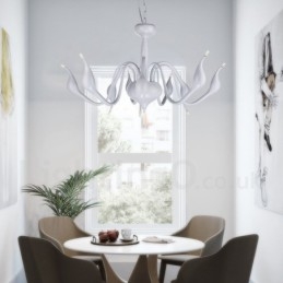 18 Lampor Rostfri Stolpe Modern Swan Ljuskrona Ljus G4 Vit Finish